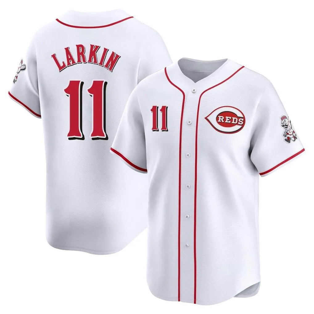 C.Reds #11 Barry Larkin Player White Home Limited Fdoa Stitched Jerseys
