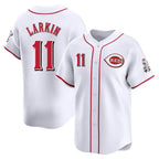 C.Reds #11 Barry Larkin Player White Home Limited Fdoa Stitched Jerseys