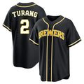 M.Brewers #2 Brice Turang Player Black Fashion Out Home Game Fdoa Stitched Jerseys