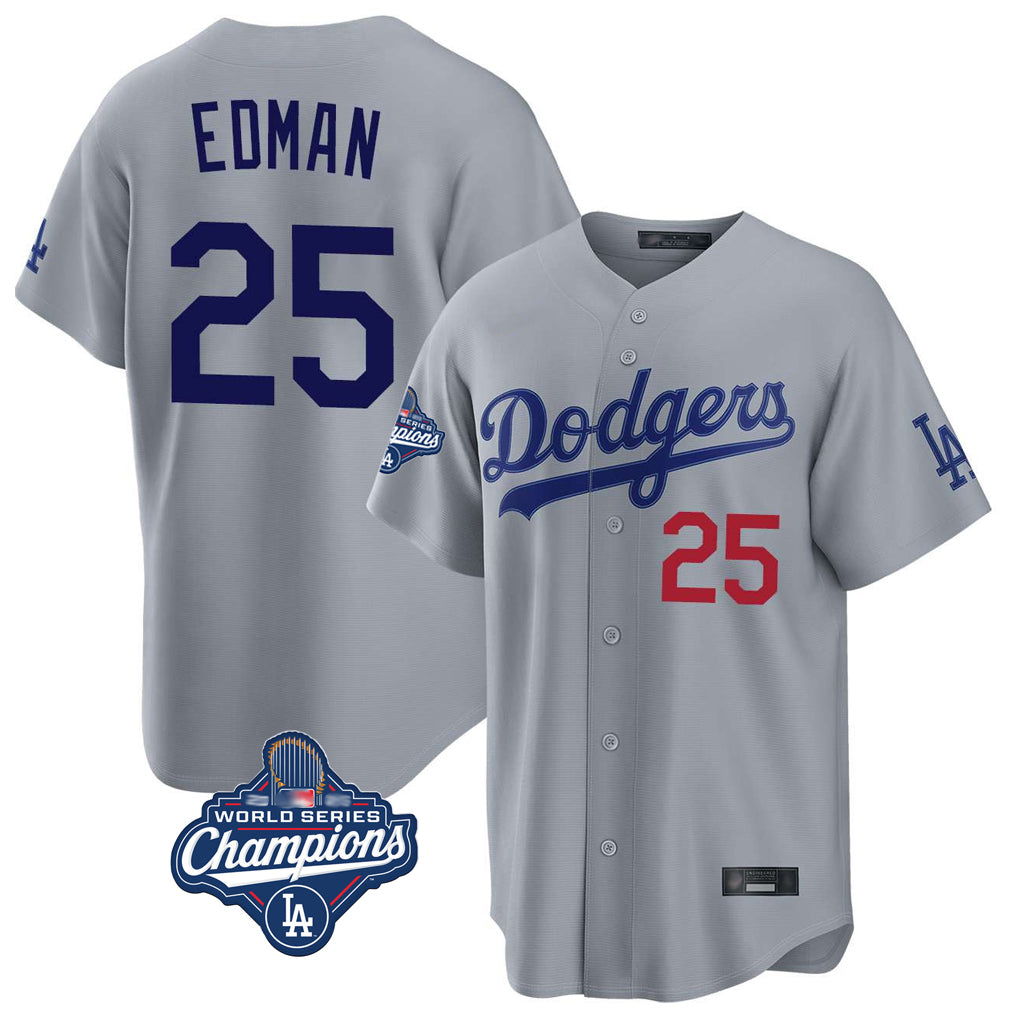 LA.Dodgers #25 Tommy Edman Player Gray World Series Meet Game Home Fdoa Stitched Jerseys