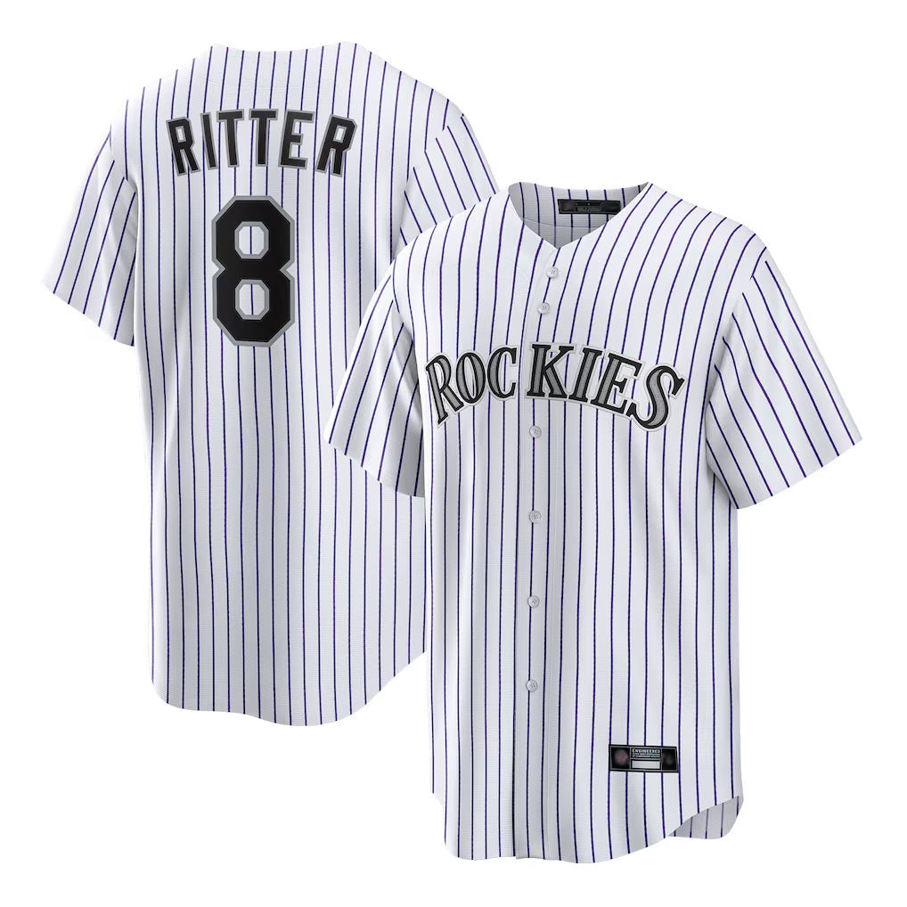 C.Rockies #8 Ryan Ritter Player White Game Home Fdoa Stitched Jerseys