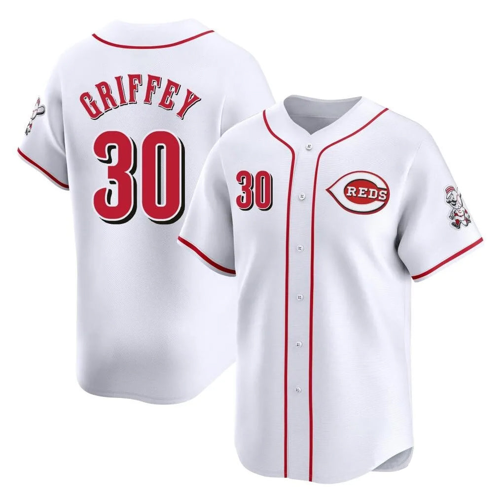 C.Reds #30 Ken Griffey Player White Home Limited Fdoa Stitched Jerseys