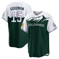 C.Rockies #15 Hunter Goodman Player Green City Connect Home Game Fdoa Stitched Jerseys