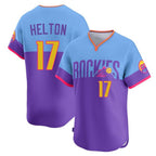 C.Rockies #17 Todd Helton Player Purple-Light Blue City Connect Limited Home T-shirt Fdoa Stitched Jerseys