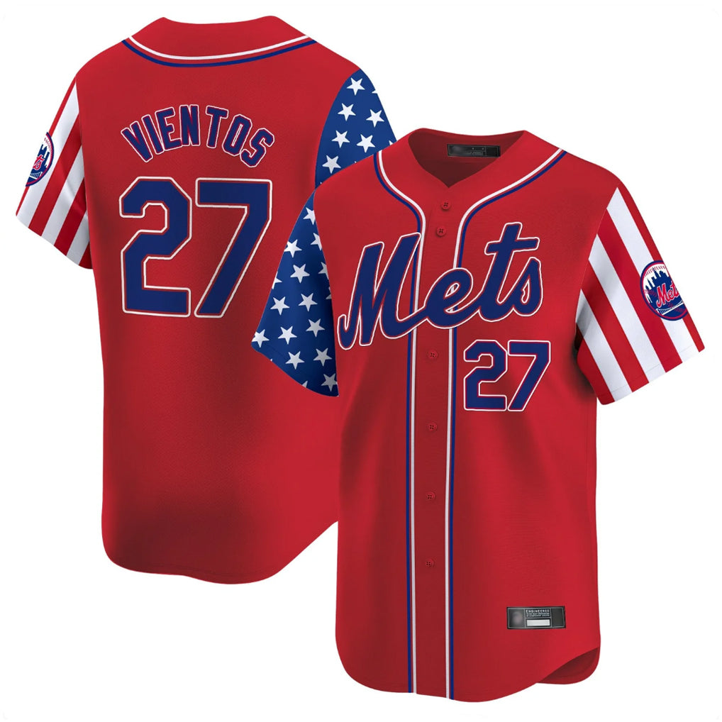 NY.Mets #27 Mark Vientos Player Red 2025 Independence Day Vapor Premier Limited  Fdoa Stitched Jerseys