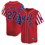 NY.Mets #27 Mark Vientos Player Red 2025 Independence Day Vapor Premier Limited  Fdoa Stitched Jerseys