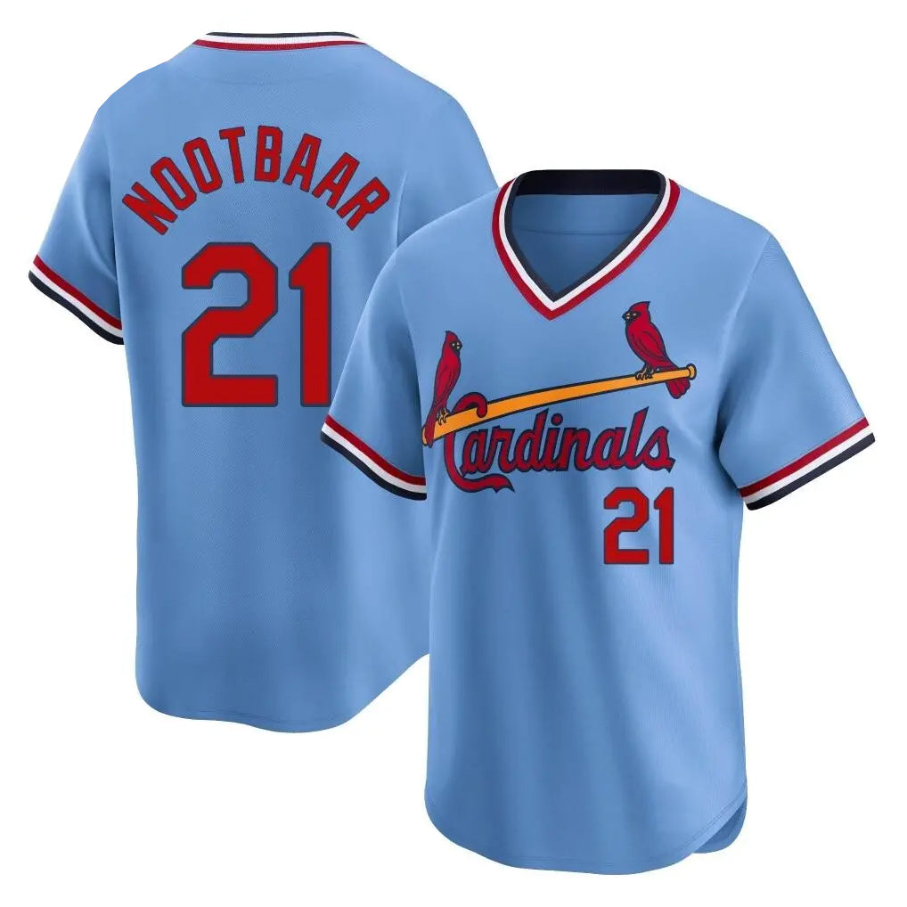 St. Louis Cardinals #21 Lars Nootbaar Player Light Blue City Connect Home T-shirt Fdoa Stitched Jerseys