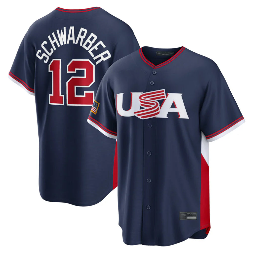 P.Phillies #12 Kyle Schwarber Player Navy USA World Classic Game Limited Fdoa Stitched Jerseys