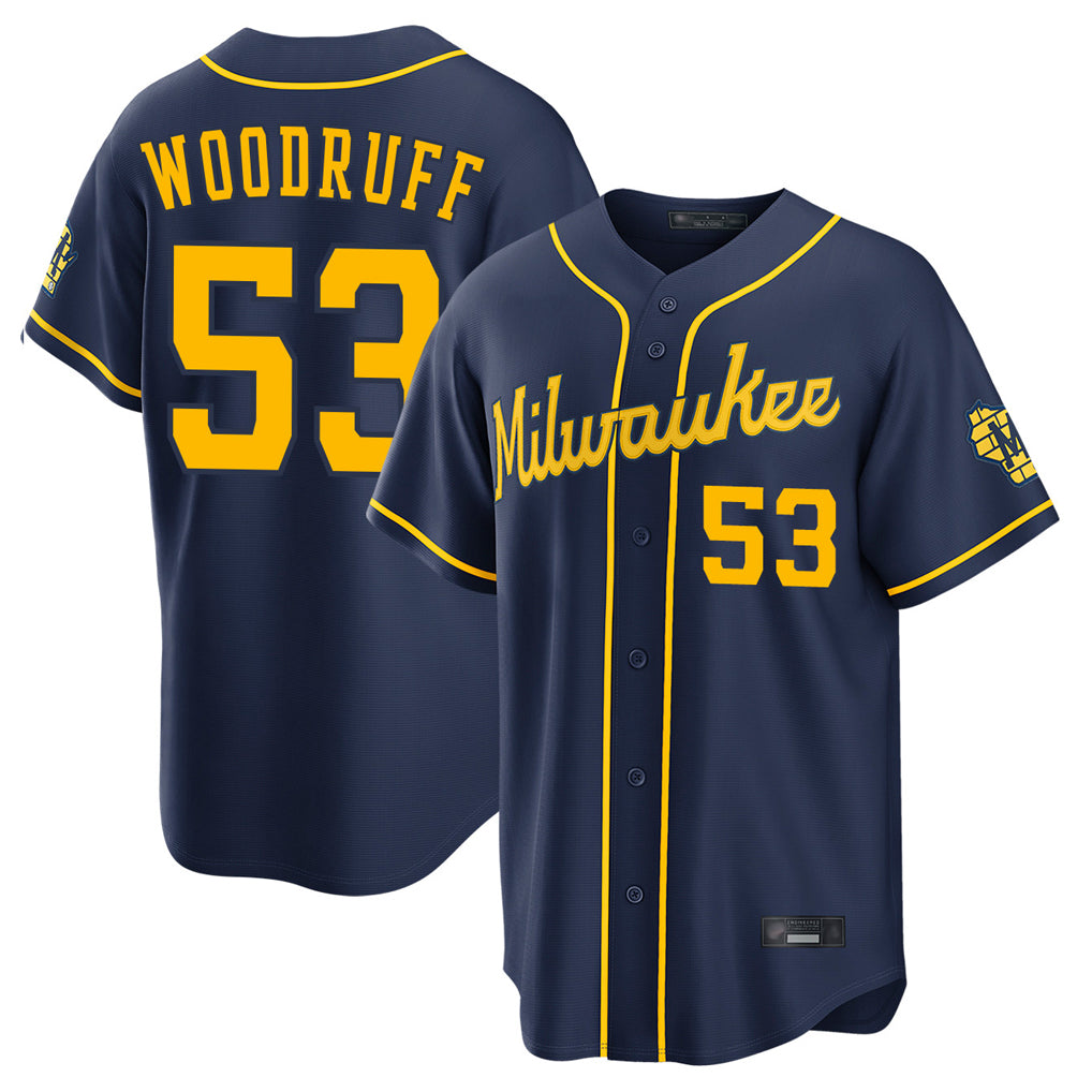M.Brewers #53 Brandon Woodruff Player Navy Home Stadium Game Fdoa Stitched Jerseys