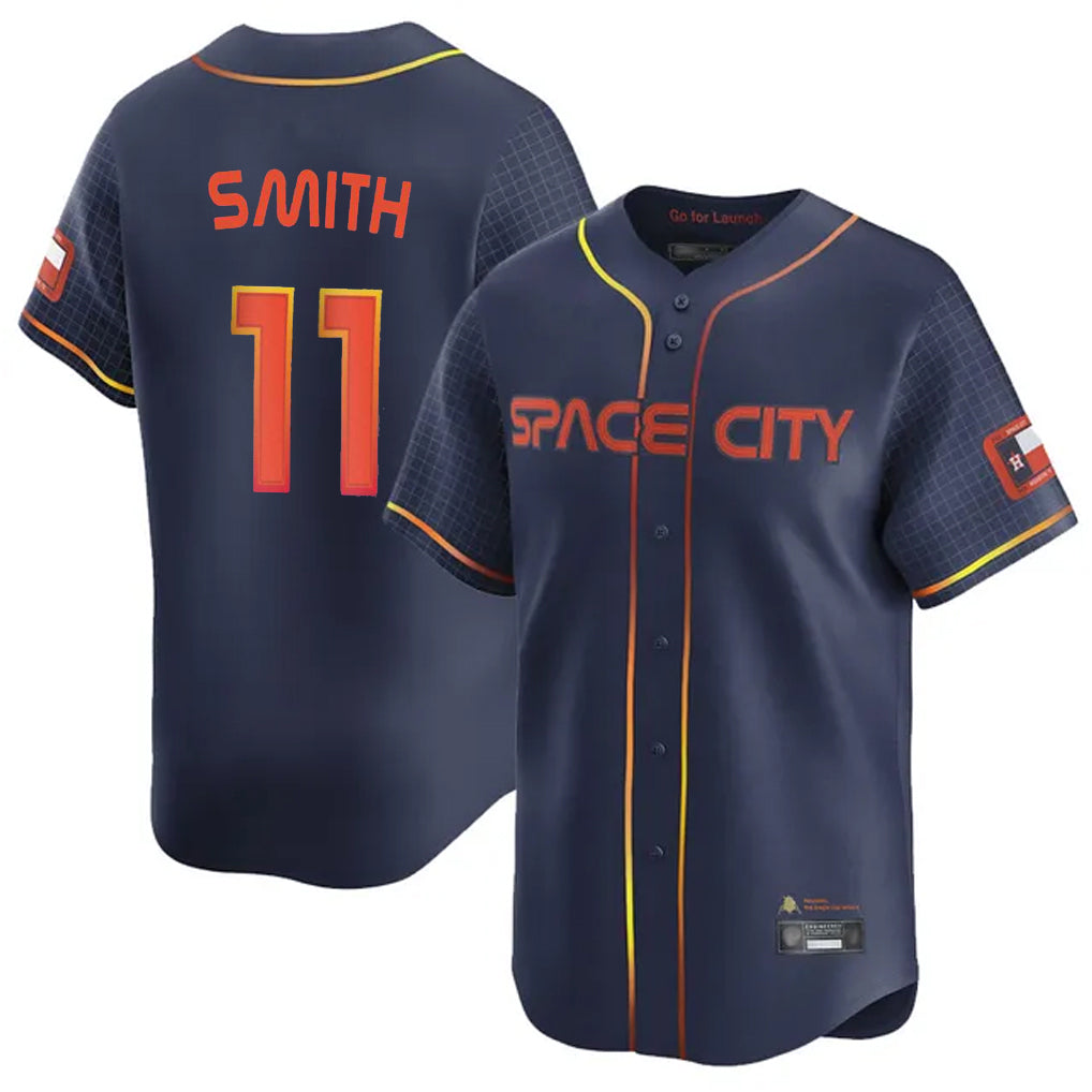 H.Astros #11 Cam Smith Player Navy City Connect Home Limited Fdoa Stitched Jerseys