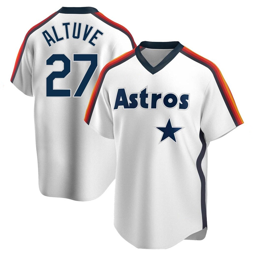 H.Astros #27 Jose Altuve Player White Cooperstown Collection T-shirt Fdoa Stitched Jerseys
