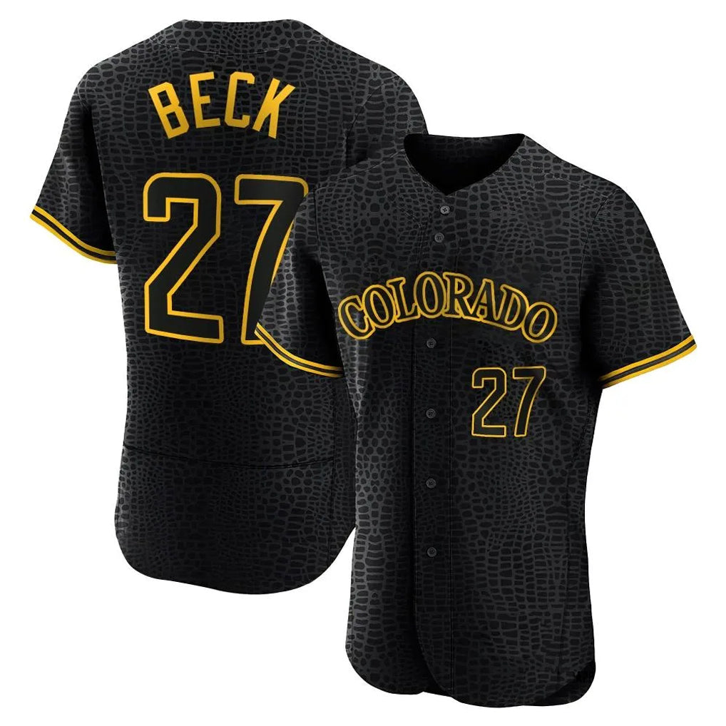 C.Rockies #27 Jordan Beck Player Black Snake Skin City Limited Elite Home Fdoa Stitched Jerseys