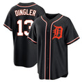 D.Tigers #13 Dillon Dingler Player Black Fashion Out Home Game Fdoa Stitched Jerseys