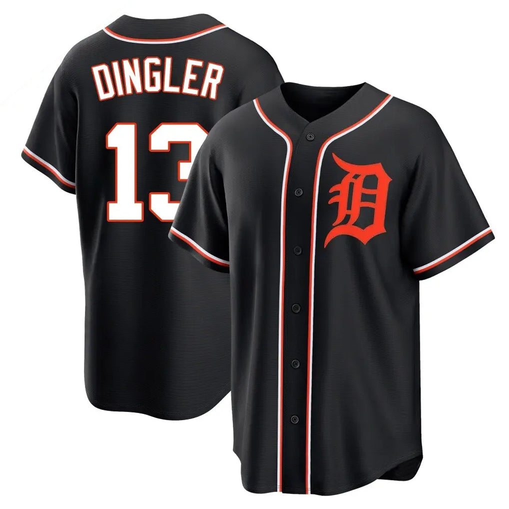 D.Tigers #13 Dillon Dingler Player Black Fashion Out Home Game Fdoa Stitched Jerseys