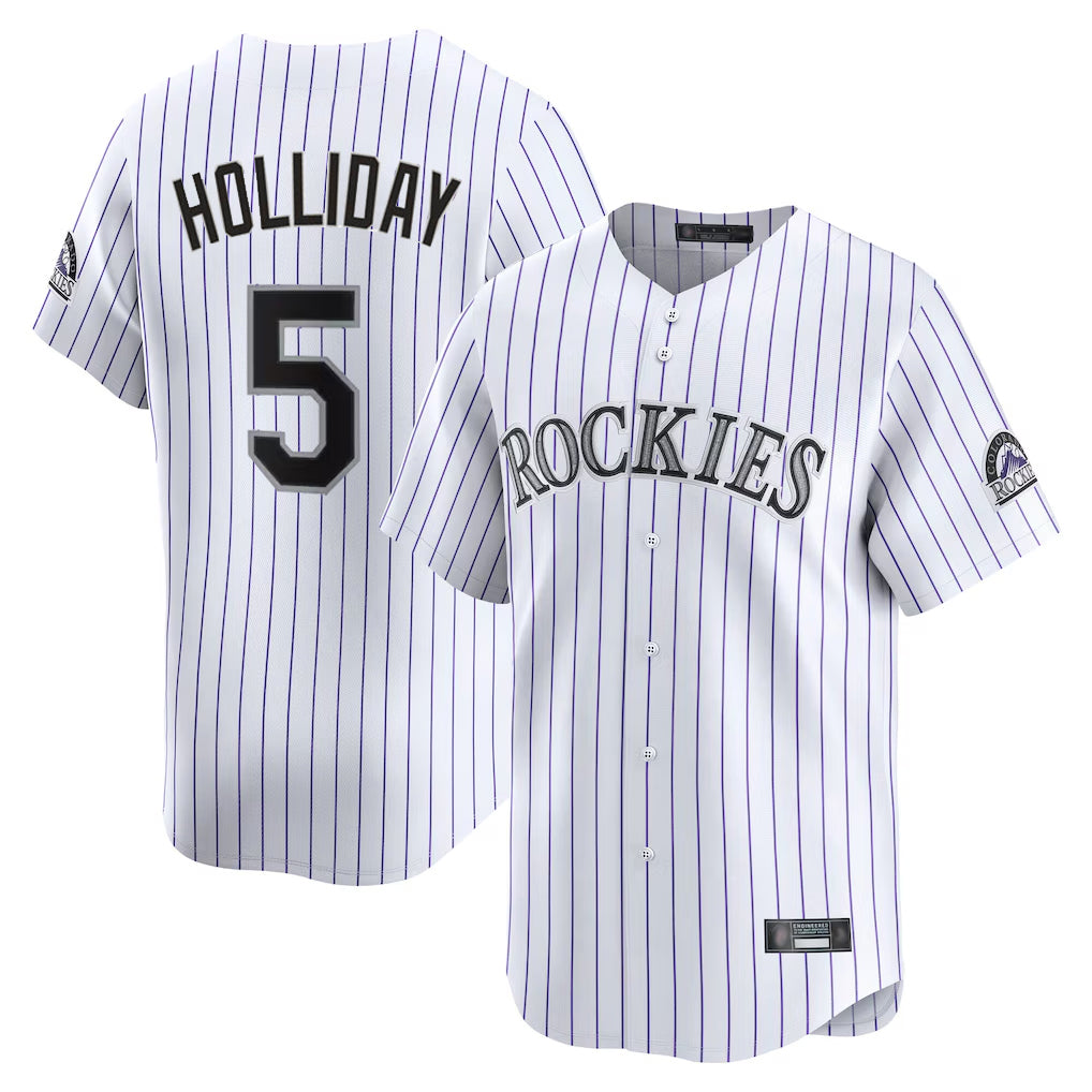 C.Rockies #5 Matt Holliday Player White Limited Home Fdoa Stitched Jerseys