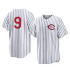 C.Reds #9 Matt McLain Player White Stripe Field of Dreams Game Home Fdoa Stitched Jerseys
