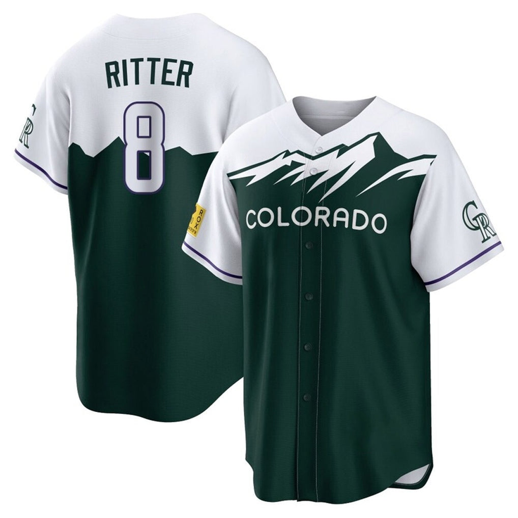 C.Rockies #8 Ryan Ritter Player Green City Connect Home Game Fdoa Stitched Jerseys