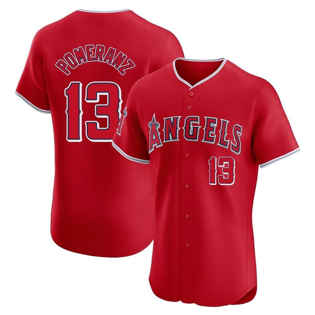 LA.Angels #13 Drew Pomeranz Player Red Home Limited Elite Fdoa Stitched Jerseys