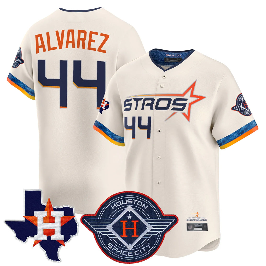 H.Astros #44 Yordan Alvarez Player Cream City Connect Texas Patch Vapor Premier Limited Home Fdoa Stitched Jerseys