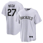 C.Rockies #27 Jordan Beck Player White Game Home Fdoa Stitched Jerseys