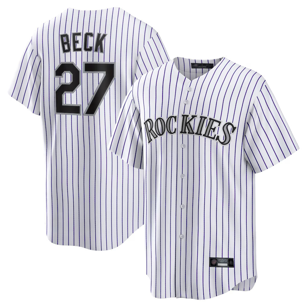 C.Rockies #27 Jordan Beck Player White Game Home Fdoa Stitched Jerseys