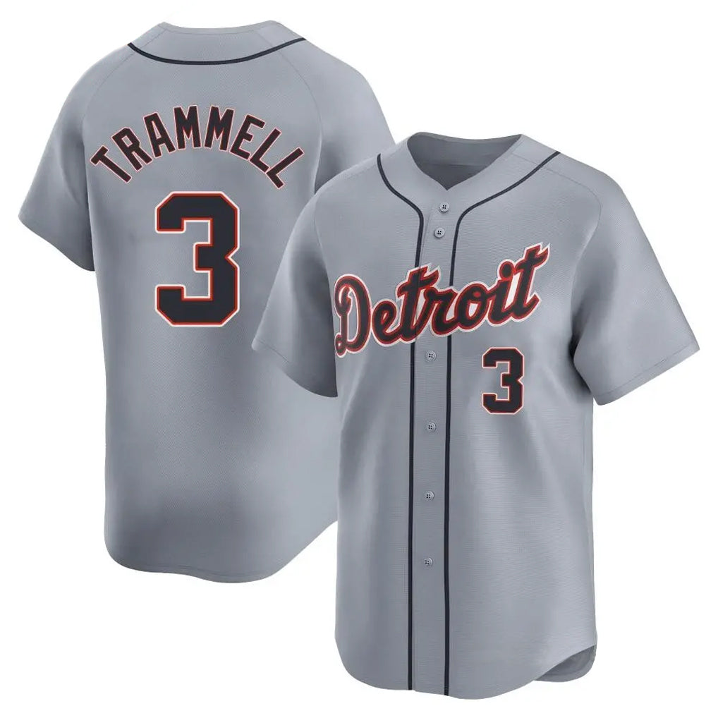 D.Tigers #3 Alan Trammell Player Gray Home Limited Fdoa Stitched Jerseys