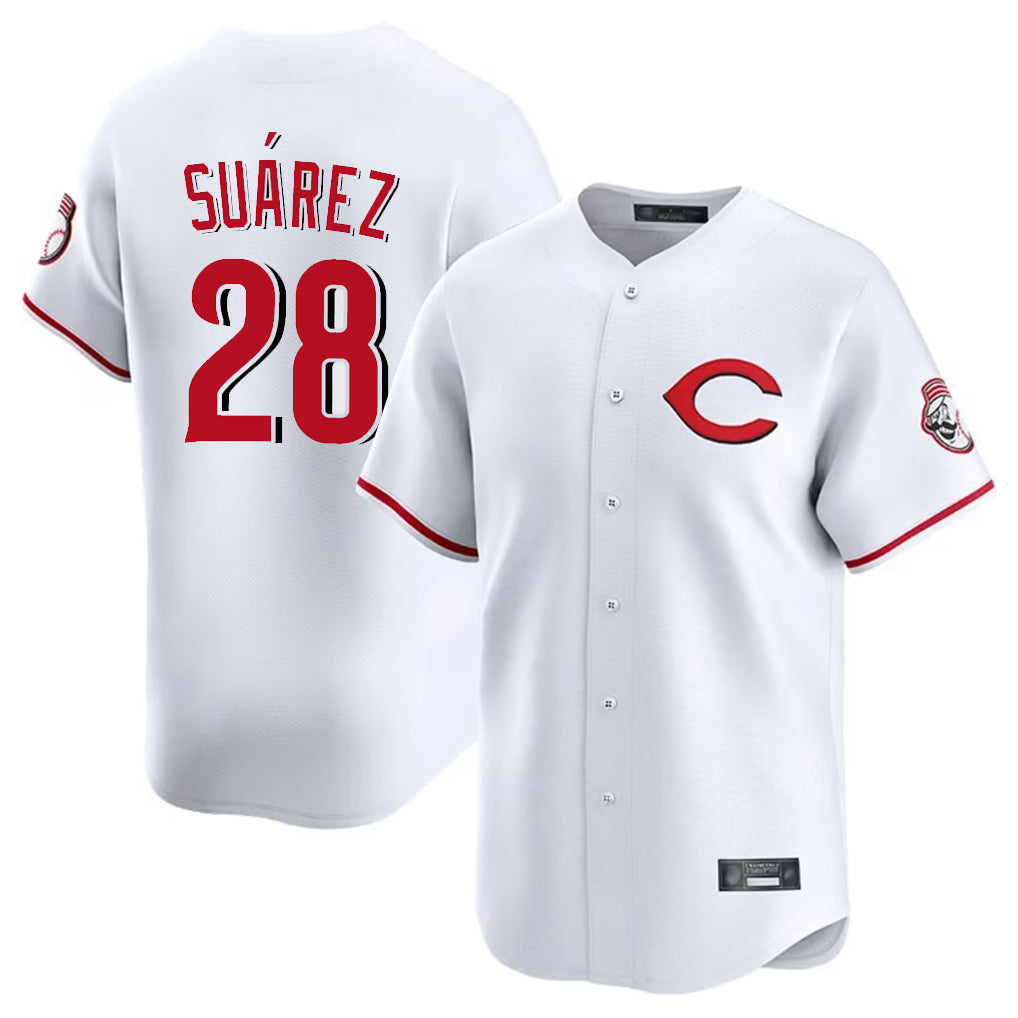 C.Reds #28 Eugenio Su¨¢rez Player White Limited Home Fdoa Stitched Jerseys