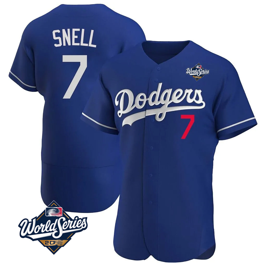 LA.Dodgers #7 Blake Snell Player Royal Limited Elite World Series Home Fdoa Stitched Jerseys