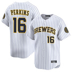 M.Brewers #16 Blake Perkins Player White Stripes Home Limited Game Fdoa Stitched Jerseys