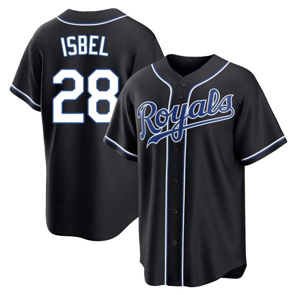 KC.Royals #28 Kyle Isbel Player Black Carbon Fashion Home Game Fdoa Stitched Jerseys
