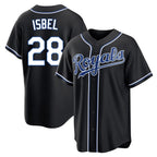 KC.Royals #28 Kyle Isbel Player Black Carbon Fashion Home Game Fdoa Stitched Jerseys