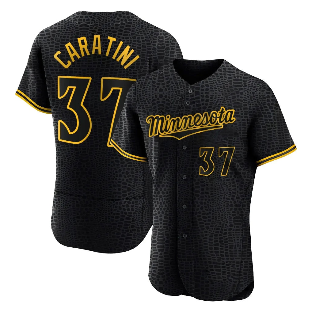 M.Twins #37 Victor Caratini Player Black Snake Skin City Home Limited Elite Fdoa Stitched Jerseys