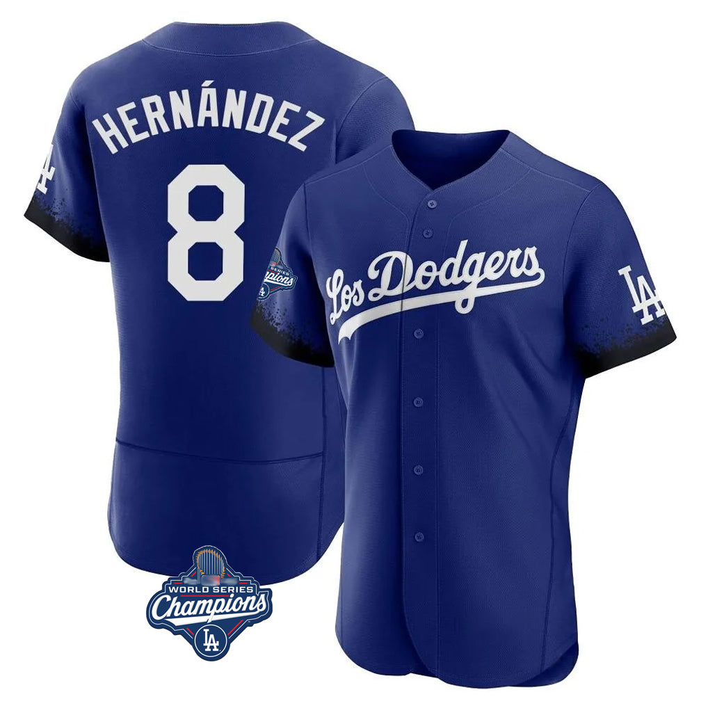 LA.Dodgers #8 Enrique Hern¨¢ndez Player Royal World Series Meet City Connect Elite Home Fdoa Stitched Jerseys