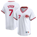 C.Reds #7 Spencer Steer Player White Cooperstown Collection Limited T-shirt Home Fdoa Stitched Jerseys