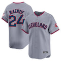 C.Guardians #24 Triston McKenzie Player Gray Road Limited Home Game Fdoa Stitched Jerseys