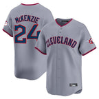 C.Guardians #24 Triston McKenzie Player Gray Road Limited Home Game Fdoa Stitched Jerseys