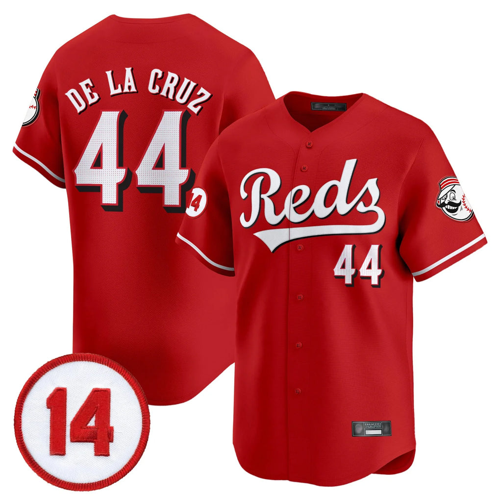 C.Reds #44 Elly De La Cruz Player Red Vapor Premier Limited Home Fdoa Stitched Jerseys