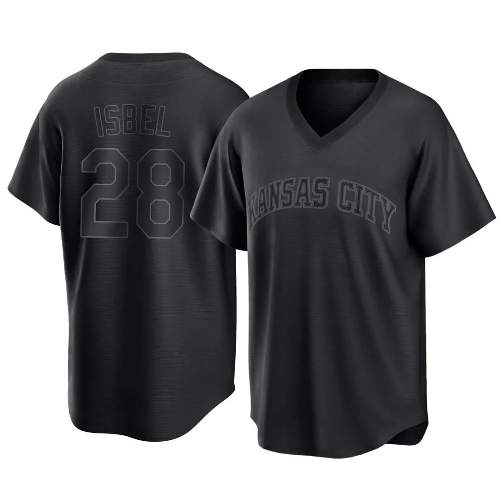KC.Royals #28 Kyle Isbel Player Black Fashion Game Fdoa Stitched Jerseys