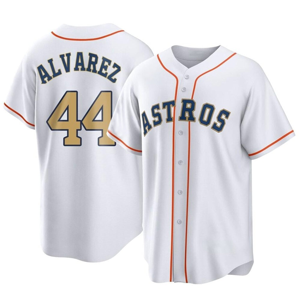 H.Astros #44 Yordan Alvarez Player Gold Collection Game Home Fdoa Stitched Jerseys