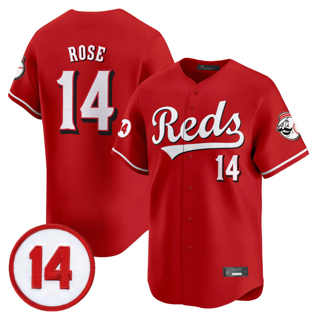 C.Reds #14 Pete Rose Player Red Vapor Premier Limited Home Fdoa Stitched Jerseys