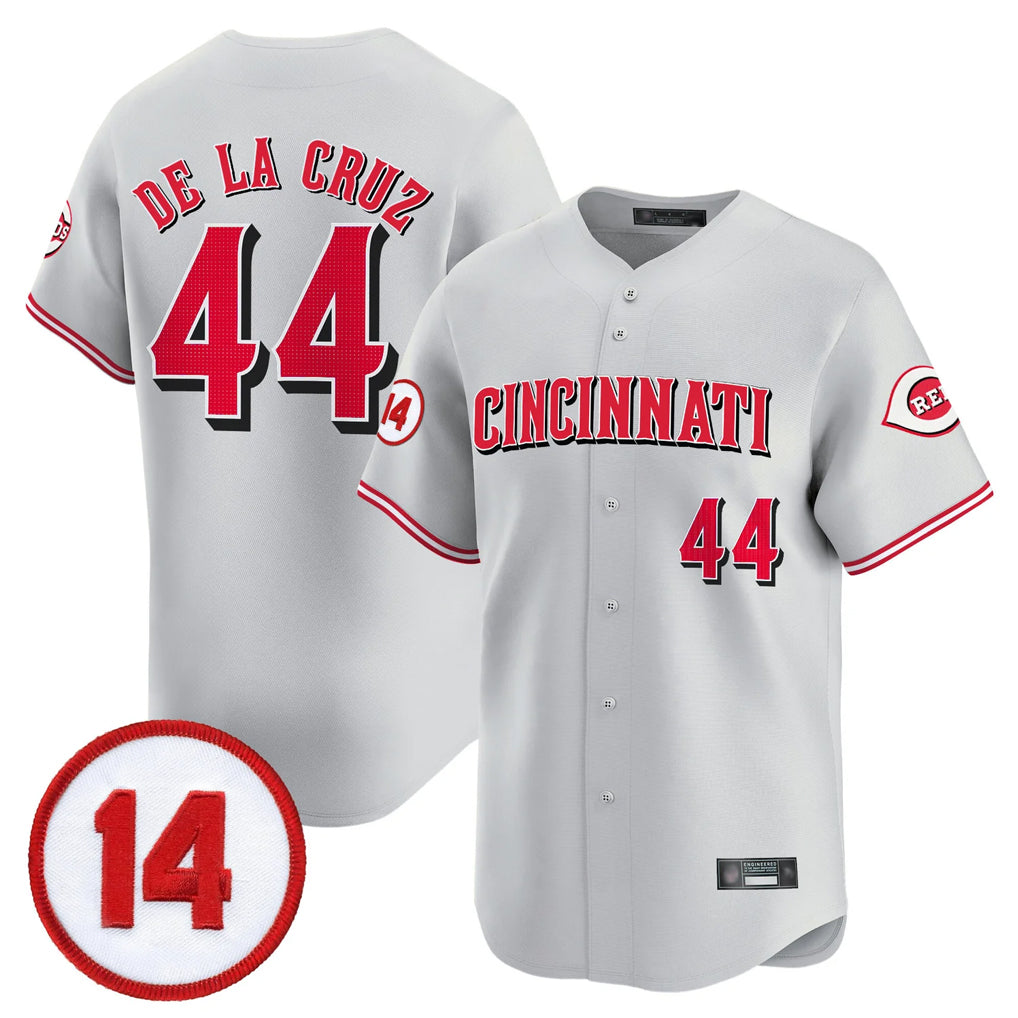 C.Reds #44 Elly De La Cruz Player Gray Vapor Premier Limited Home Fdoa Stitched Jerseys