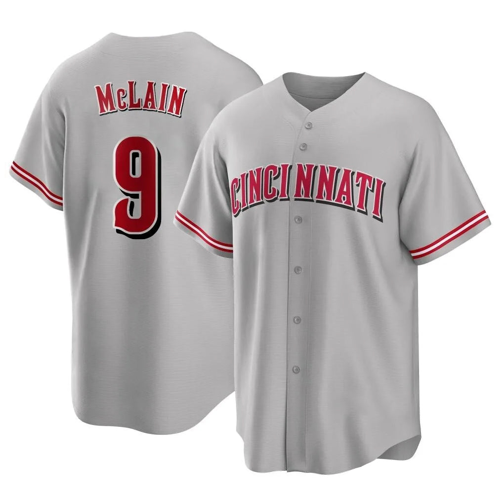 C.Reds #9 Matt McLain Player Gray Home Game Fdoa Stitched Jerseys