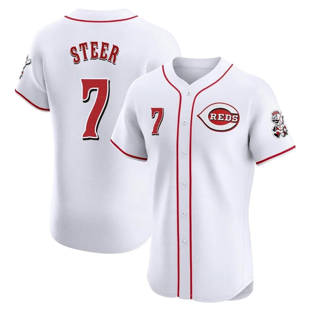 C.Reds #7 Spencer Steer Player White Limited Elite Home Fdoa Stitched Jerseys