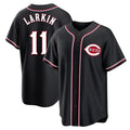 C.Reds #11 Barry Larkin Player Black Fashion Out Home Game Fdoa Stitched Jerseys