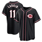 C.Reds #11 Barry Larkin Player Black Fashion Out Home Game Fdoa Stitched Jerseys