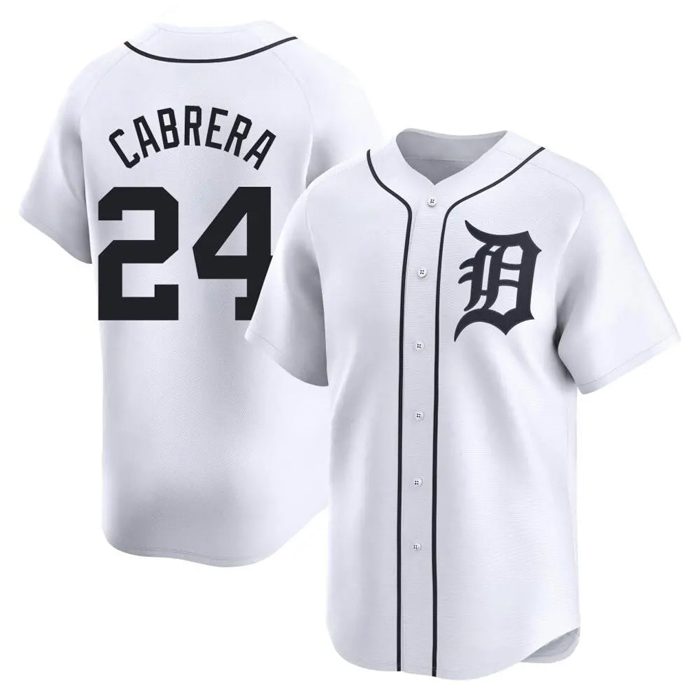 D.Tigers #24 Miguel Cabrera Player White Home Limited Fdoa Stitched Jerseys