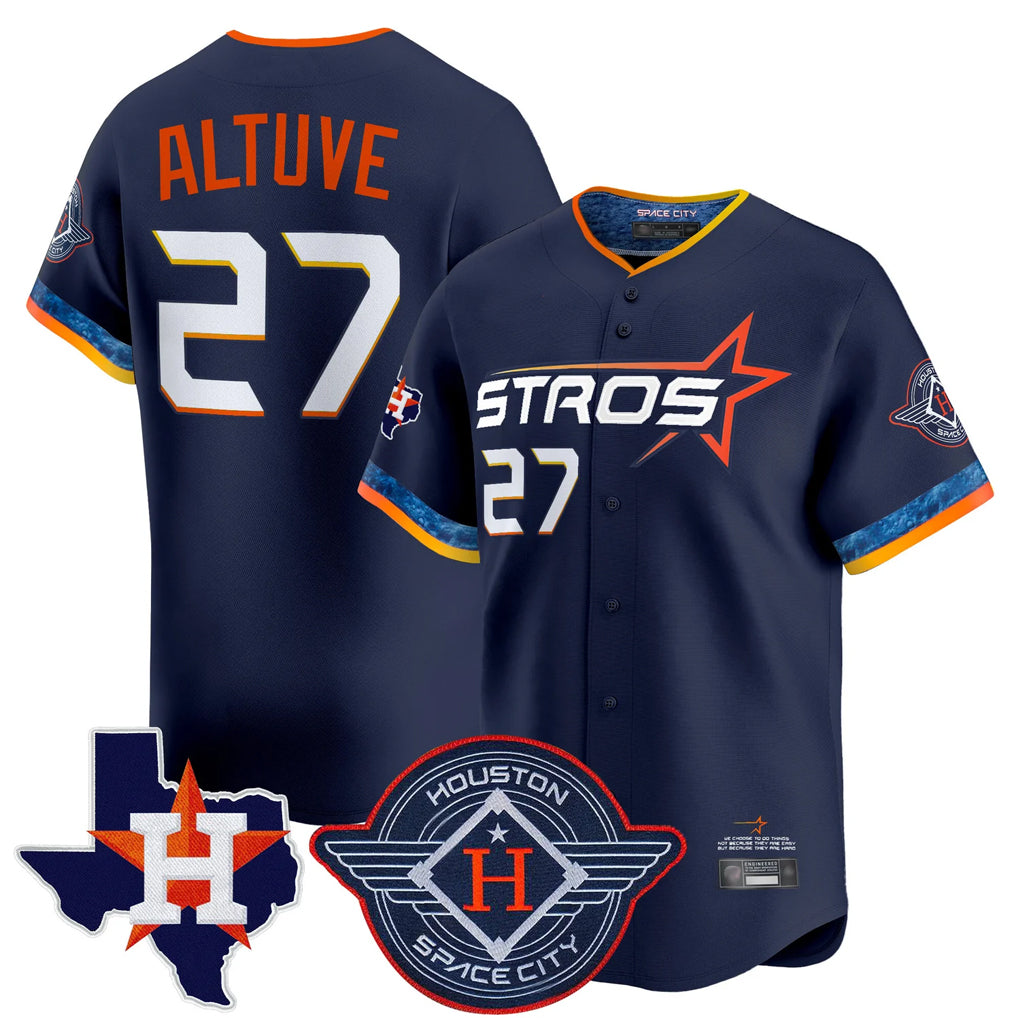 H.Astros #27 Jose Altuve Player Navy City Connect Texas Patch Vapor Premier Limited Home Fdoa Stitched Jerseys