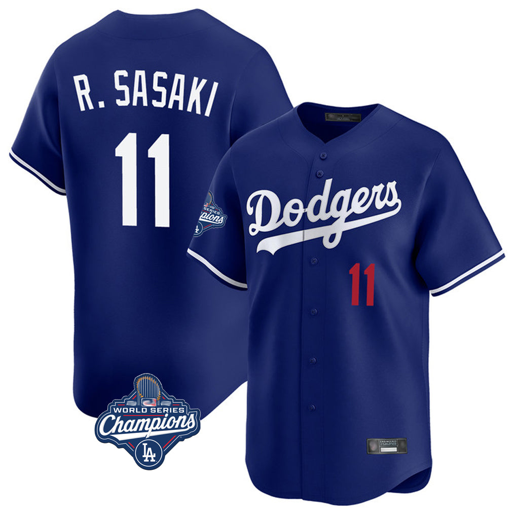 LA.Dodgers #11 Roki Sasaki Player Royal World Series Meet Limited Home Fdoa Stitched Jerseys