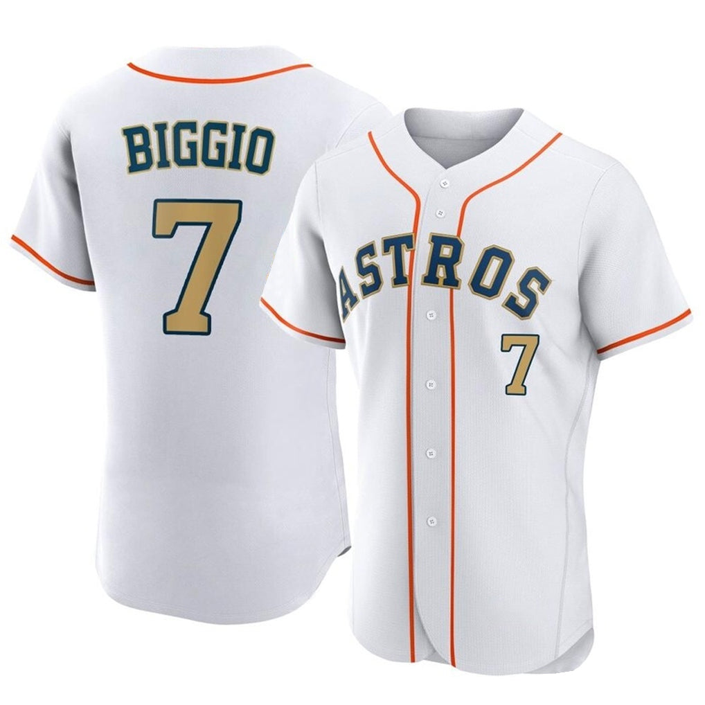 H.Astros #7 Craig Biggio Player Gold Collection Limited Elite Home Fdoa Stitched Jerseys