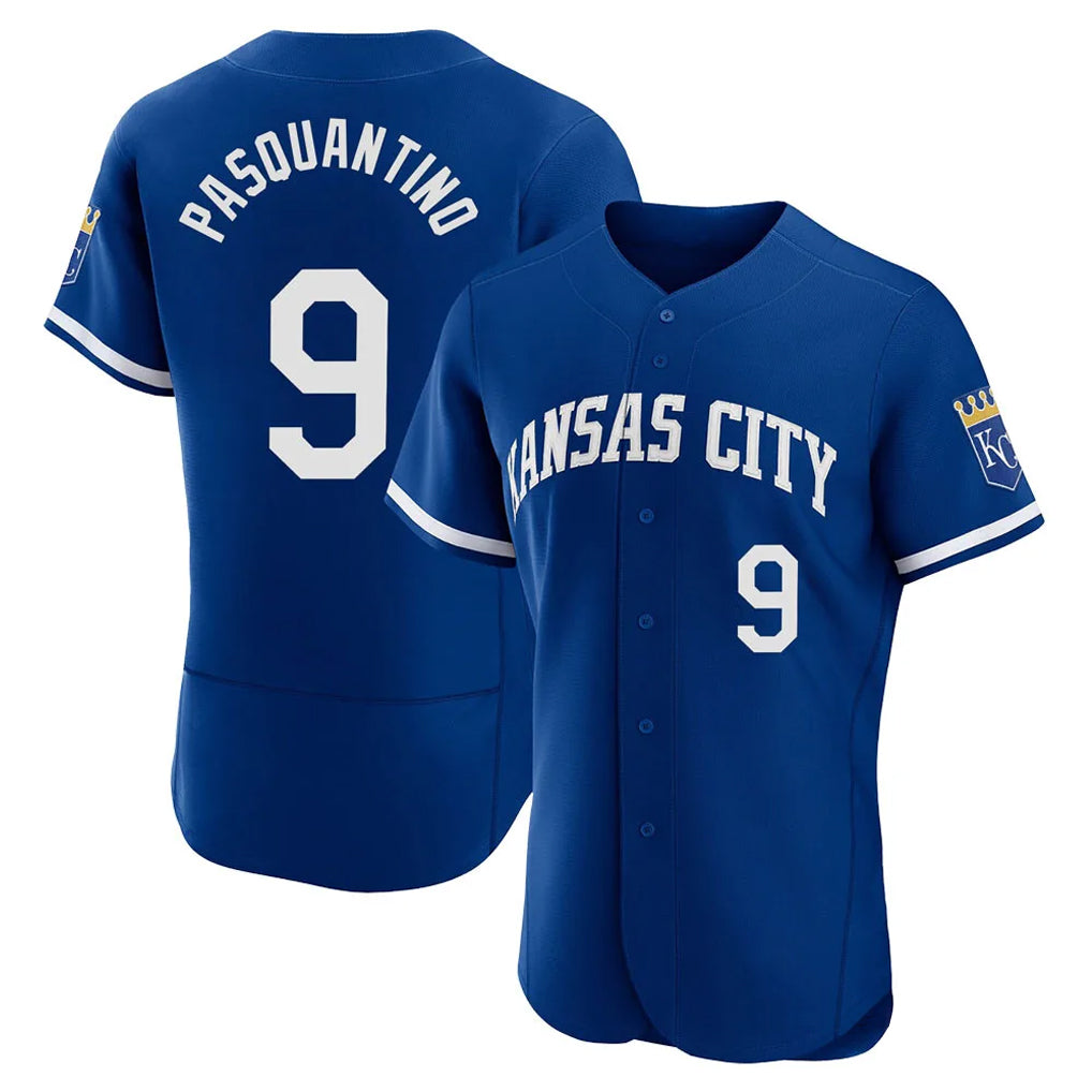 KC.Royals #9 Vinnie Pasquantino Player Royal City Connect Limited Elite Home Game Fdoa Stitched Jerseys